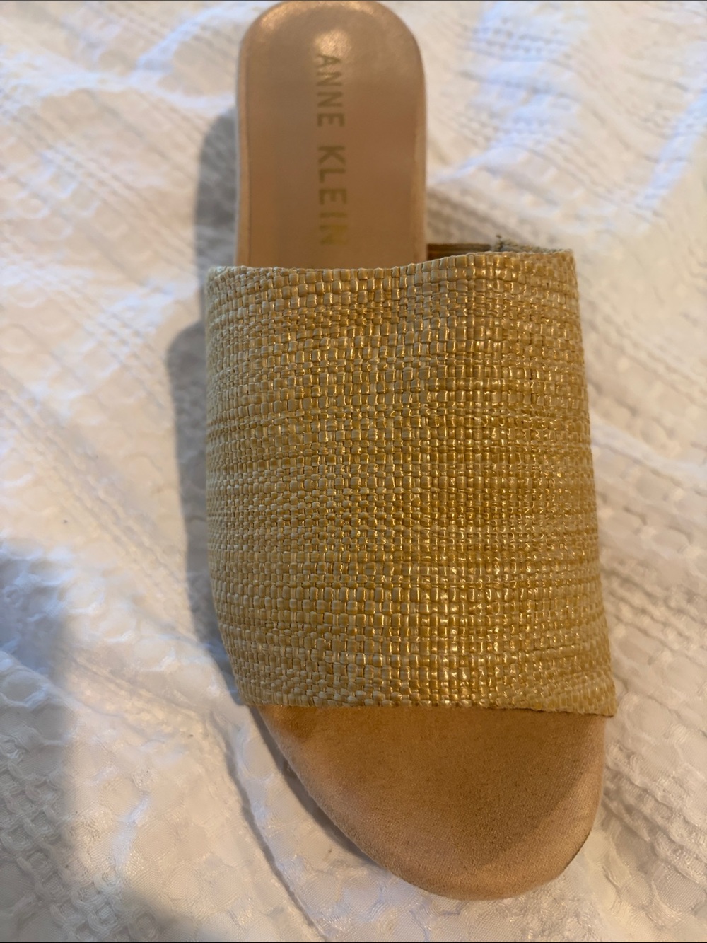 Anne Klein Metallic Gold Woven Slide Mule